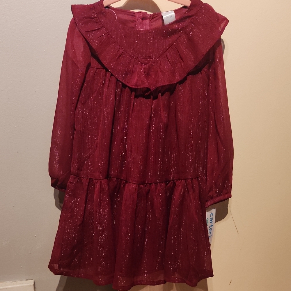NWT Toddler Girl Carters Child Of Mine Burgundy Shimmer Dress 3T